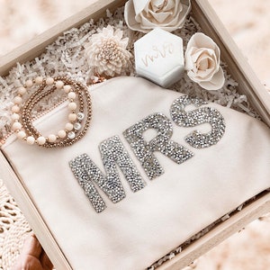 Mrs Make Up Bag Velvet Honeymoon Bride Gift Bag Cosmetic Bag Bride Gift Ideas Bridal Shower Gift Ideas for the Bride EB3456SQMRS image 4