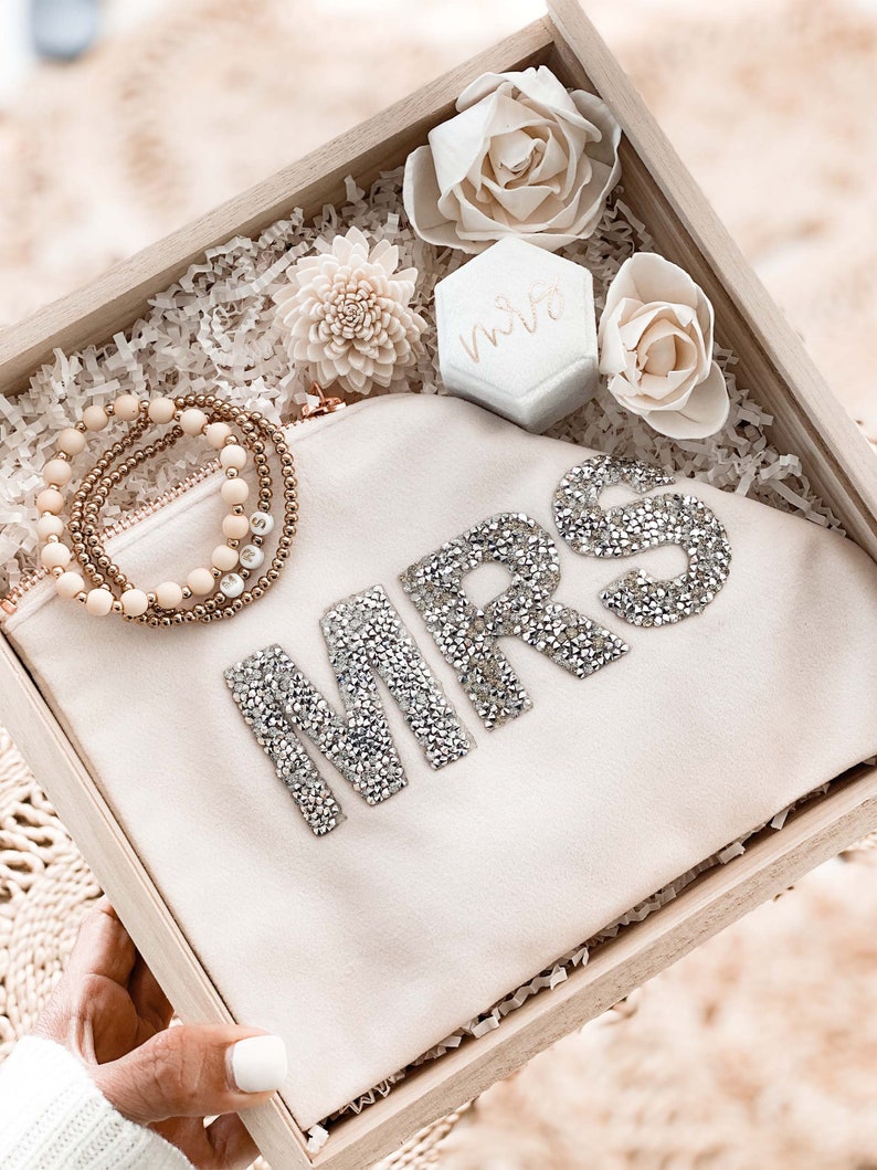 Mrs Make Up Bag Velvet Honeymoon Bride Gift Bag Cosmetic Bag Bride Gift Ideas Bridal Shower Gift Ideas for the Bride EB3456SQMRS image 4