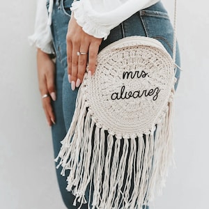 Mrs Purse Bridal Shower Gift for Bride Purse Personalized Fringe Purse Mrs Gifts Wedding Gift for Bride Honeymoon Gift (EB3446P)