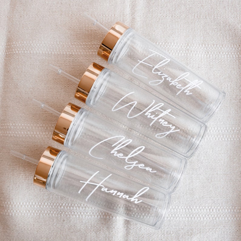 Rose Gold Tumbler with Straw Personalized Bridesmaid Tumblers Set choose ANY qty Personalized Bachelorette Gifts EB3113ANS image 6