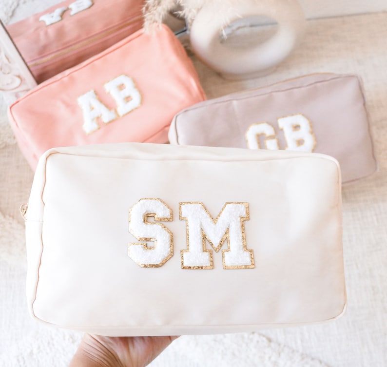 Personalized Nylon Pouch Gift Bags Custom Make Up Pouches Women Teen Birthday Gift Monogram Cosmetic Bag Bridesmaid Gift Idea EB3497P image 5