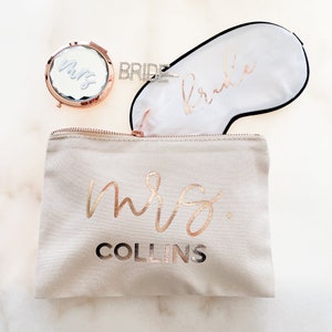 Mrs Make Up Bag Personalized Makeup Bag Bride Gift Ideas Custom Make Up Bag EB3222MRS image 2