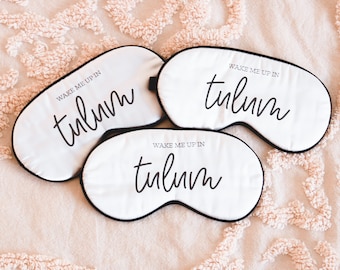 Custom Travel Sleep Masks - Bachelorette Party Gifts for Bridesmaids - Personalized Sleep Mask for Vacation (EB3311STA)