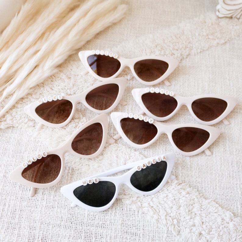 Personalized Cat Eye Sunglasses Custom Bride Sunglasses Bachelorette Party Sunglasses Bride Honeymoon Bridal Shower Gift EB3486P image 2