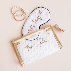 Monogram Makeup Bags Bridesmaid MakeUp Bags Personalized Cosmetic Bag Monogram Bridesmaid Gift Ideas EB3167 Gold Cosmetic Bags image 2