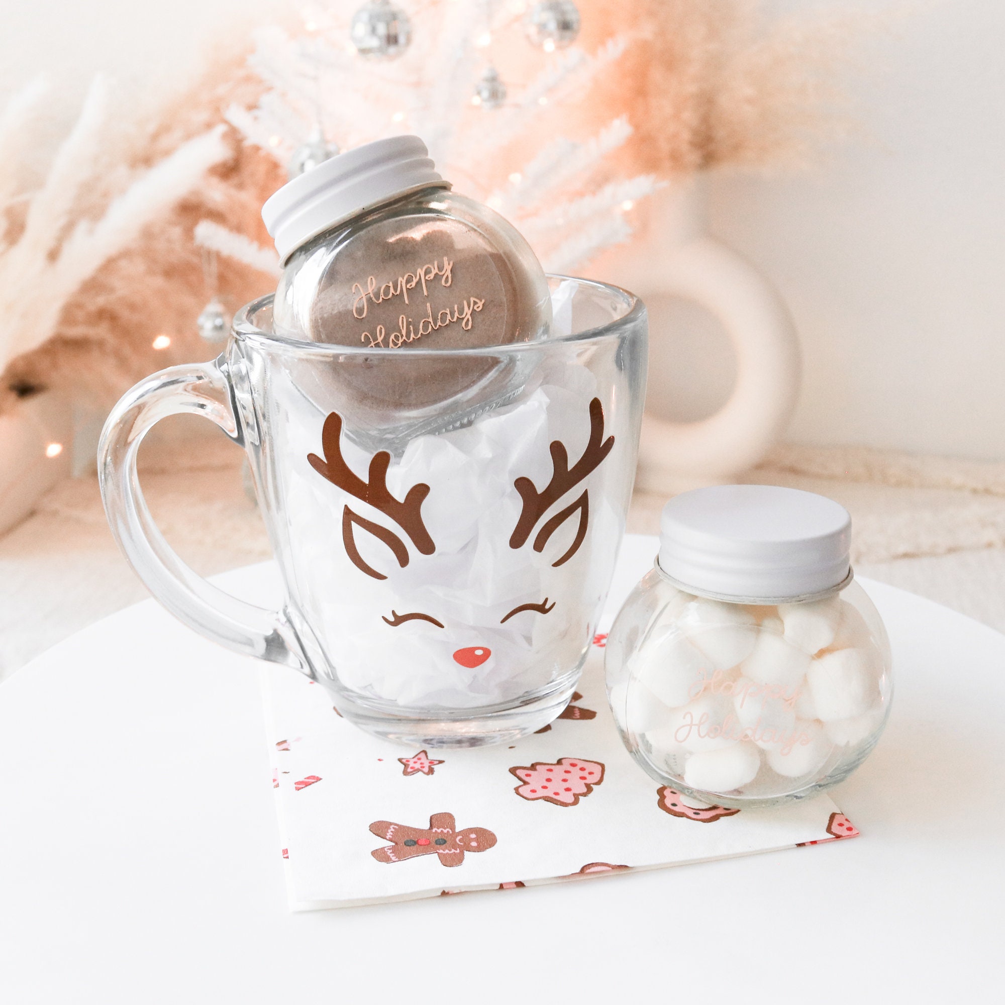 Reindeer Mug, Christmas Reindeer Coffee Mugs, Cute Xmas Tumbler, Travel Mug,  Beer Can Holder Cooler, Water Bottle 