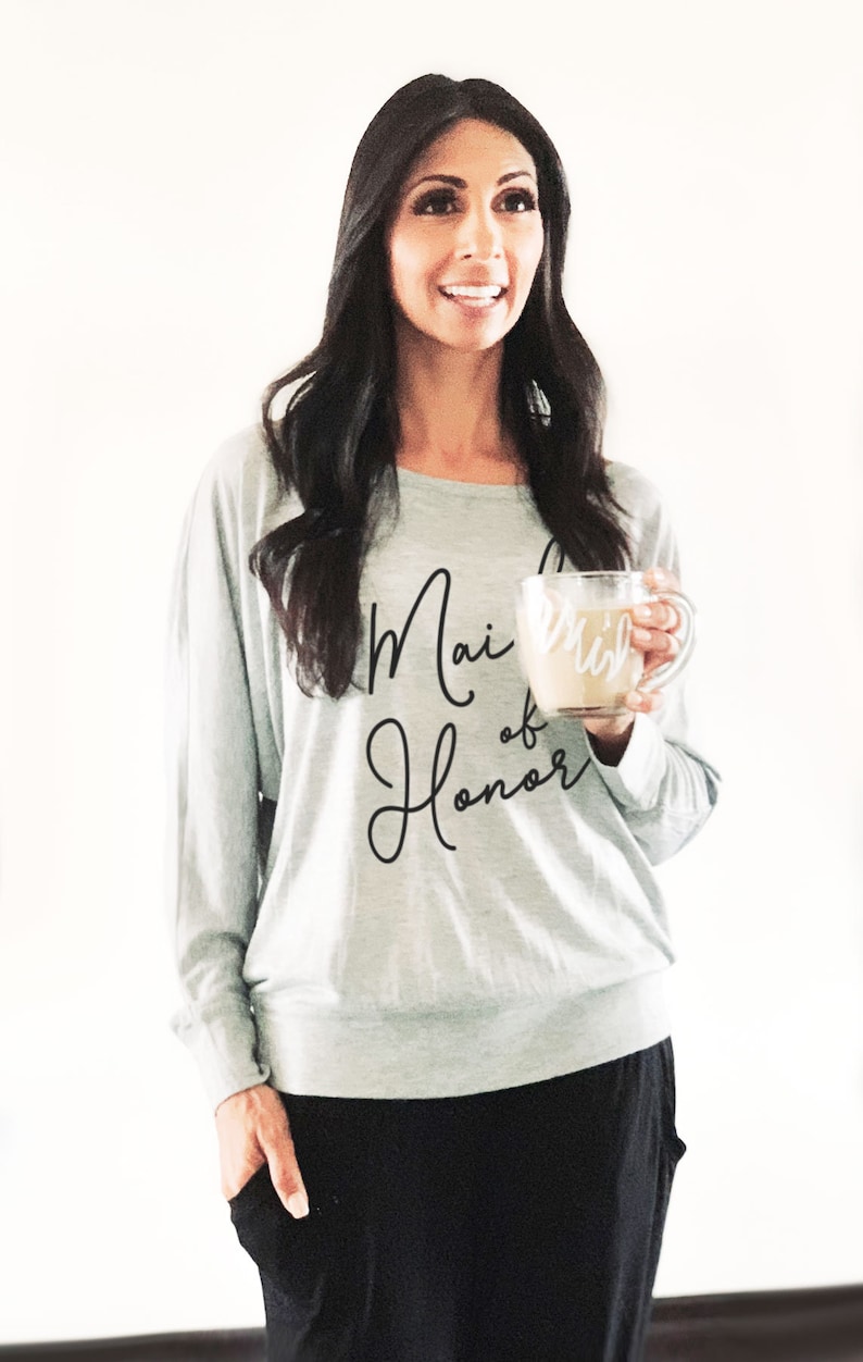 Mother of the Bride Long Sleeve Shirt Maid of Honor EB3310WD Long Sleeve Bridesmaid Shirts for Bachelorette Party Bridal Party