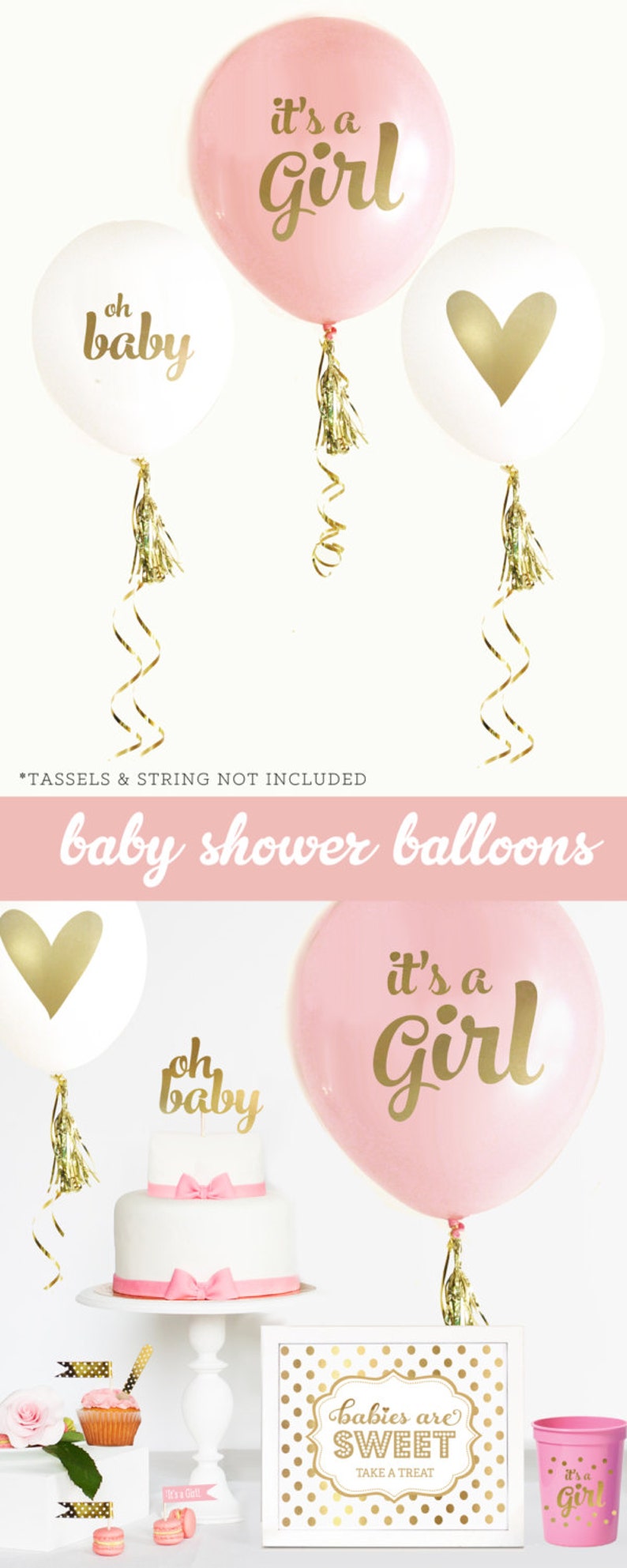 Girl Baby Shower Centerpiece Girl Baby Shower Decorations Gold Etsy
