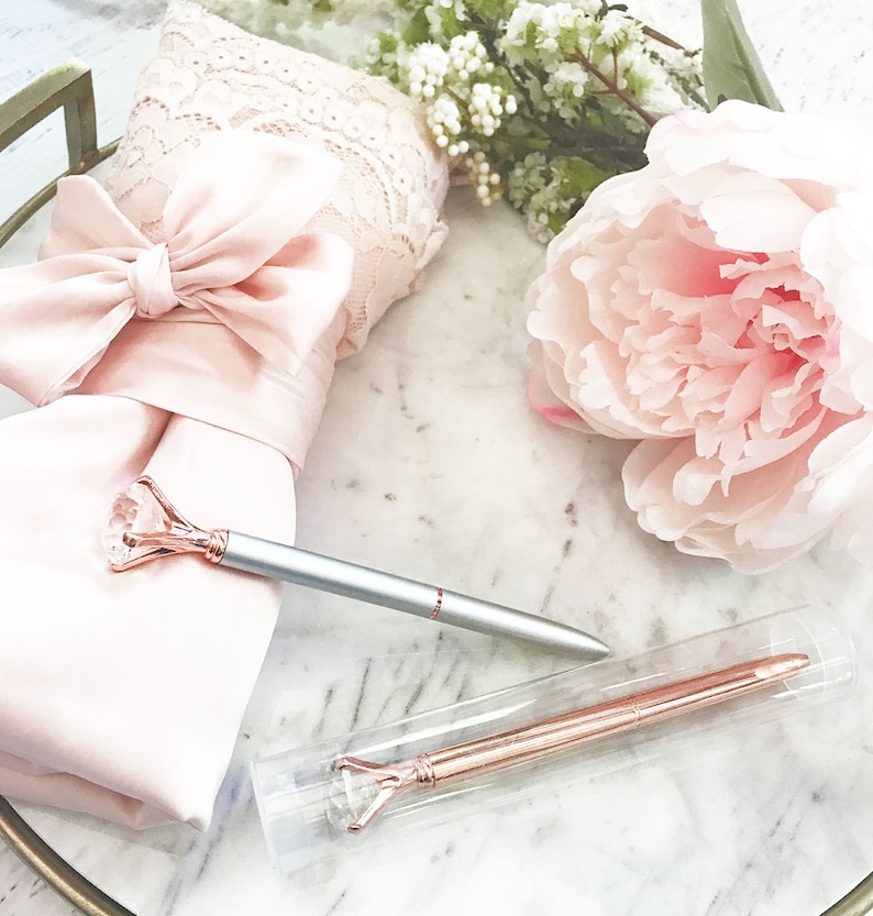 Rose Gold Desk Accessories Rose Gold Pen Diamond Pens Cute Pens Pretty Pens Rose Gold Office Gifts Boss Gifts Office Supplies EB3303NP image 5