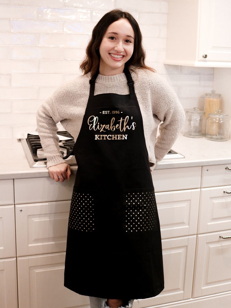 Personalized Apron for Womens Aprons Personalized Custom Aprons for Women Aprons with Pockets Hostess Gift Ideas Baking Gifts EB3242CTW image 3