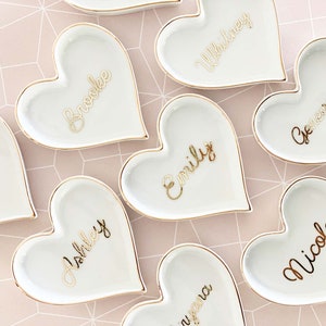 Personalized Ring Dish Bridesmaid Gift Personalized Heart Ring Dish Bridesmaid Ring Dish Jewelry Holder Gifts for Women Friends EB3233SM image 1