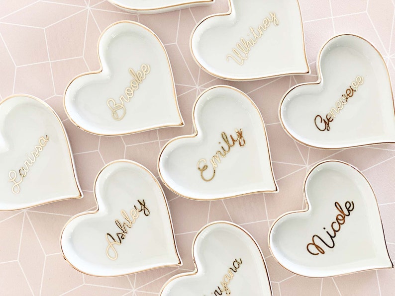 Personalized Ring Dish Bridesmaid Gift Personalized Heart Ring Dish Bridesmaid Ring Dish Jewelry Holder Gifts for Women Friends EB3233SM image 1