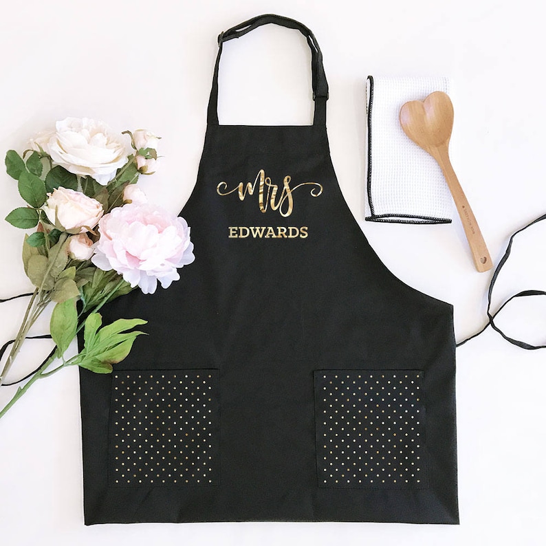 Bride Apron Mrs Apron Personalized Bride Gift Kitchen Bridal Etsy