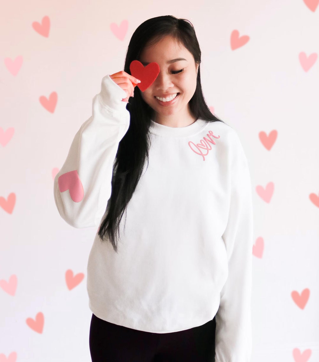 LOVE Puff Print Valentine's Day XOXO Sweatshirt 3D Sweatshirt Heart ...