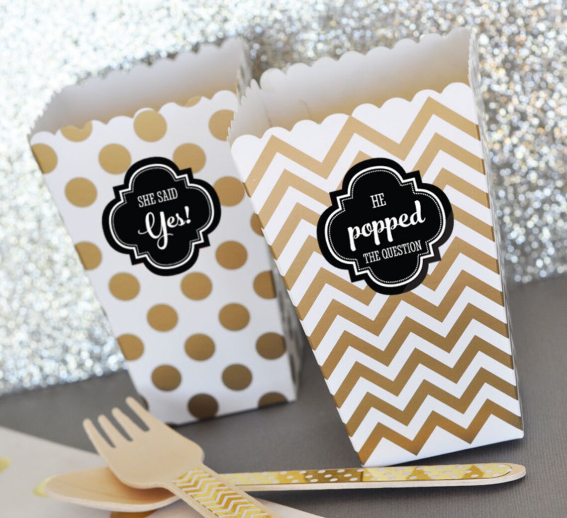 He Popped the Question Popcorn Boxes W/ Stickers Engagement - Etsy