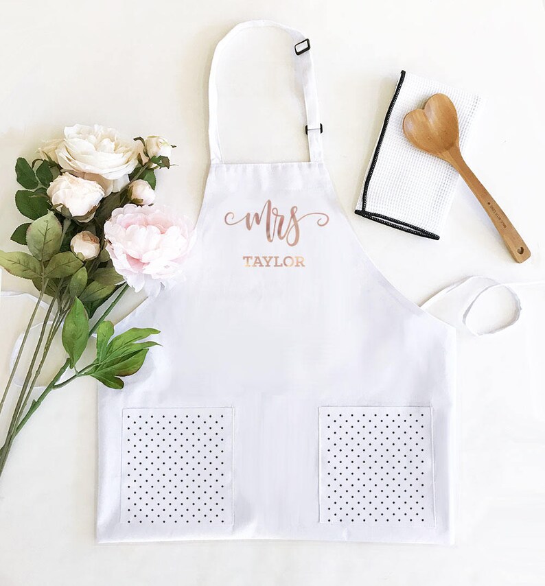 Bride Apron Mrs Apron Personalized Bride Gift Kitchen Bridal Etsy