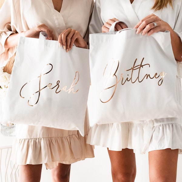 Bridesmaid Tote Bag Set ~YOU CHOOSE QTY~ Bridesmaid Tote Bags Maid of Honor Tote Personalized Tote For Her Custom Tote Gift Bag (EB3216BLS)