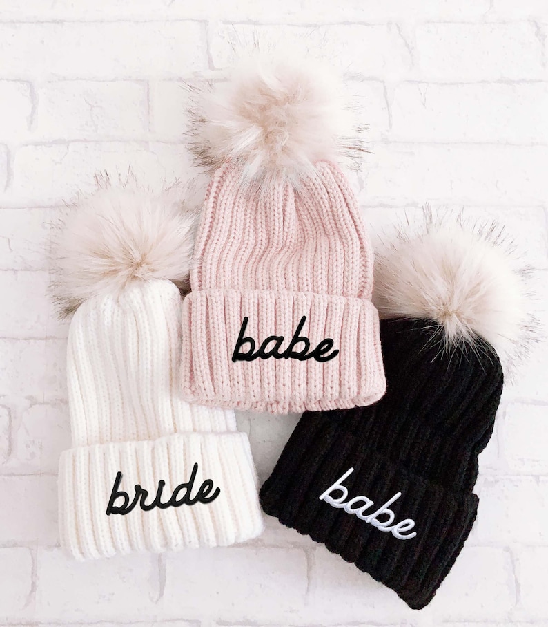 Bride Beanie Hats Babe Beanie Bridesmaid Beanies Winter Bachelorette Beanies for Women EB3357BABE image 1