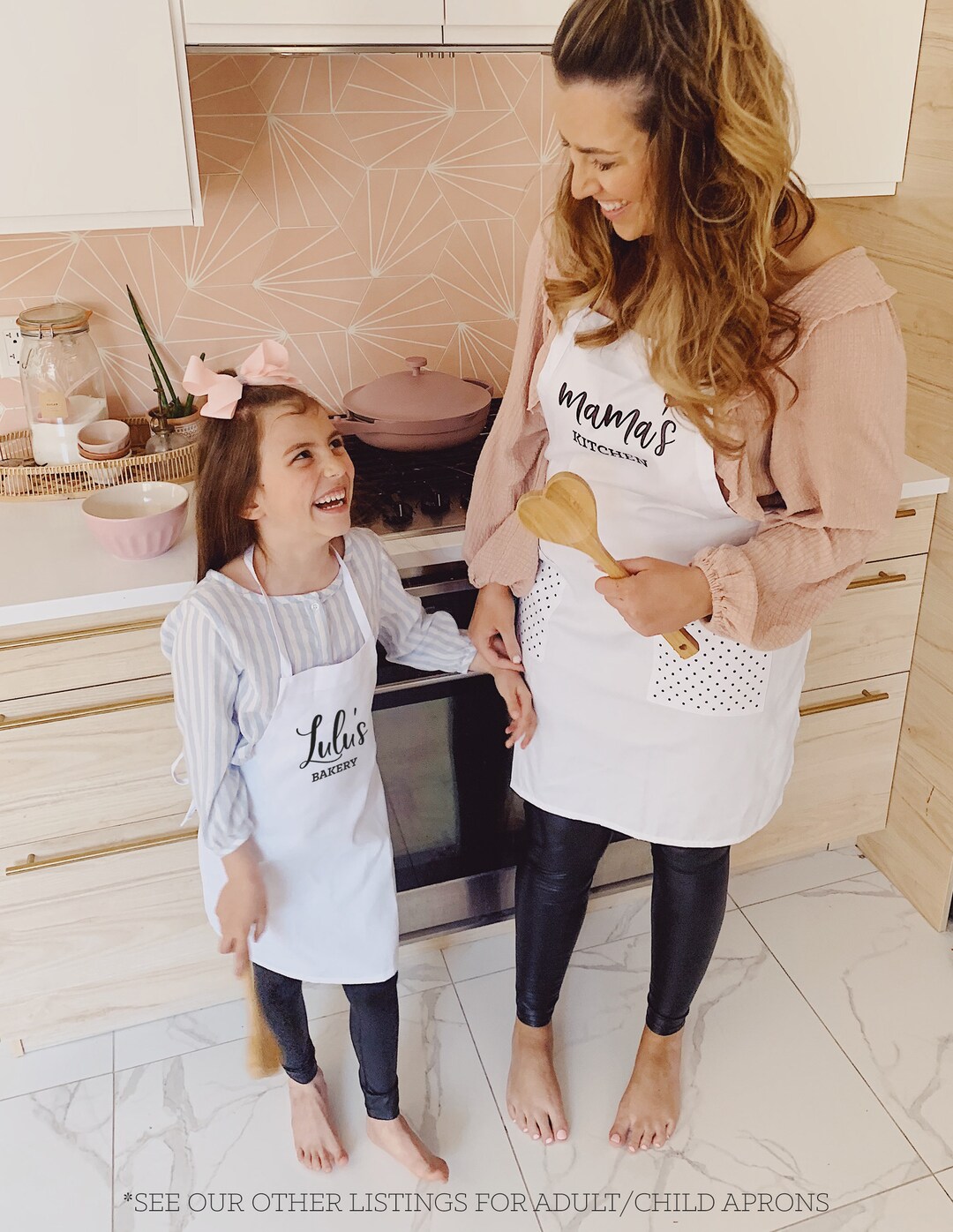 Aprons Mother Daughter Chef Kitchen Adult and Kid Cooking Baking Mommy and  Me (Size 3-7 years)
