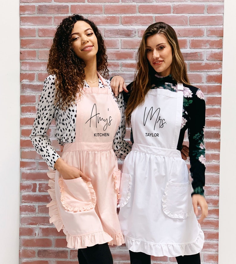 Bride Apron Kitchen Bridal Shower Gift Personalized Mrs Apron Etsy
