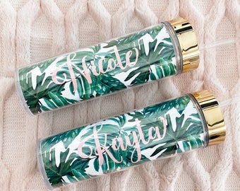 Palm Leaf Tumbler Banana Leaf Bachelorette Party Gift Palm Leaf Bridesmaid Gift Monstera Leaf Water Bottle  (EB3113PLM)