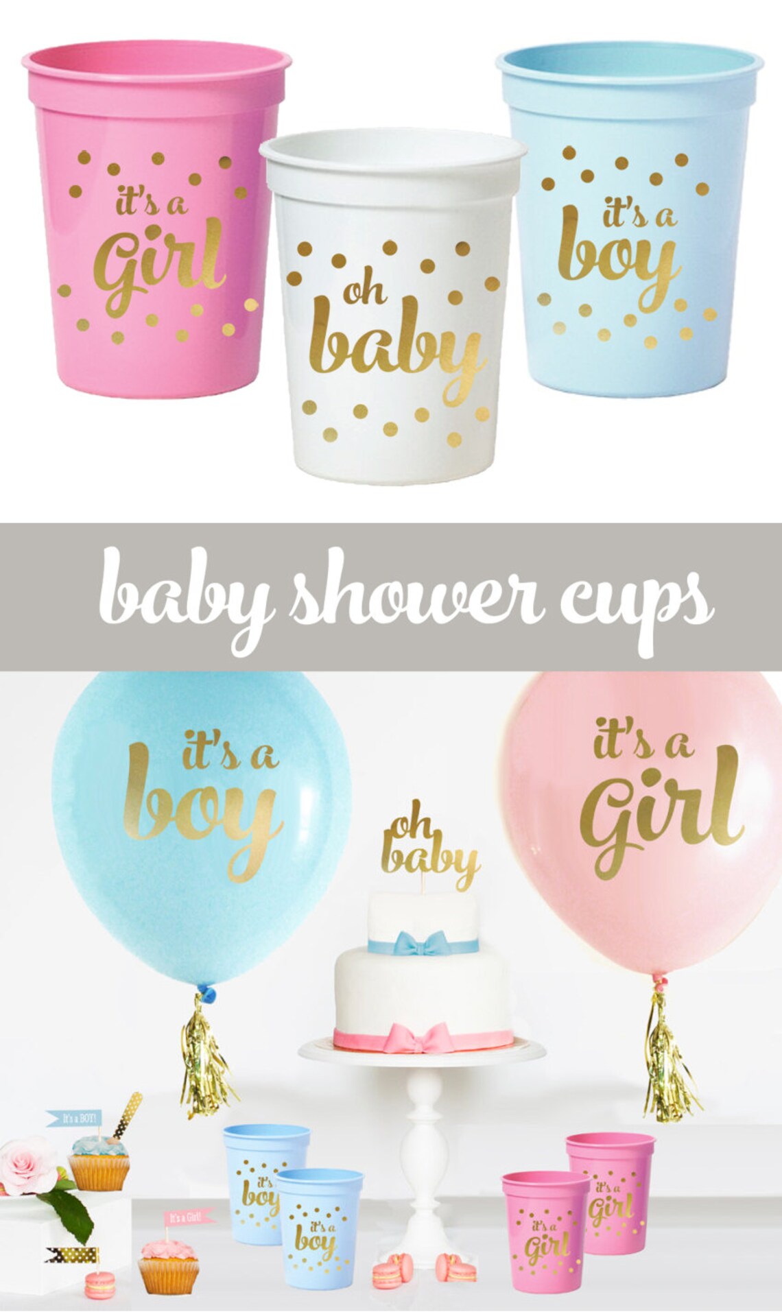 Baby Shower Cups Gender Reveal Cups Baby Shower Etsy