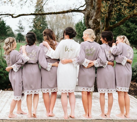 grey bridesmaid robe