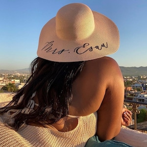 Honeymoon Hat for Bride | Custom Mrs Beach Hat | Floppy Sun Hat for Honeymoon | Bride Beach Hat | Honeymoon Gifts Idea for Wife (EB3270P)