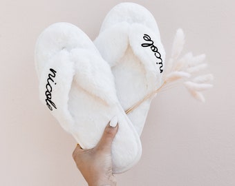 Cozy Slippers for Women Personalized Slippers with Names Bridesmaid Slippers Birthday Gifts for Friends Winter Gifts for Her (EB3394P)
