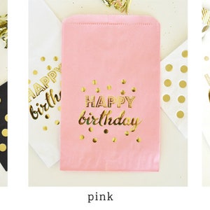 Birthday Party Favors Party Favor Bags Birthday Candy Bags for Candle Table White Black Pink Paper Favor Bags EB3038Y set of 12 image 8