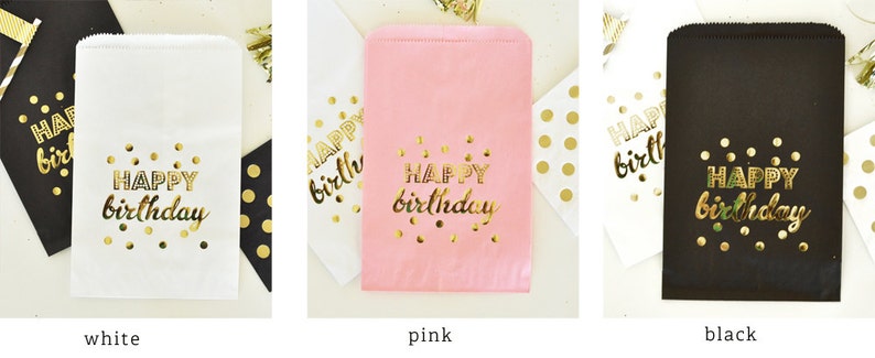 Birthday Party Favors Party Favor Bags Birthday Candy Bags for Candle Table White Black Pink Paper Favor Bags EB3038Y set of 12 image 8