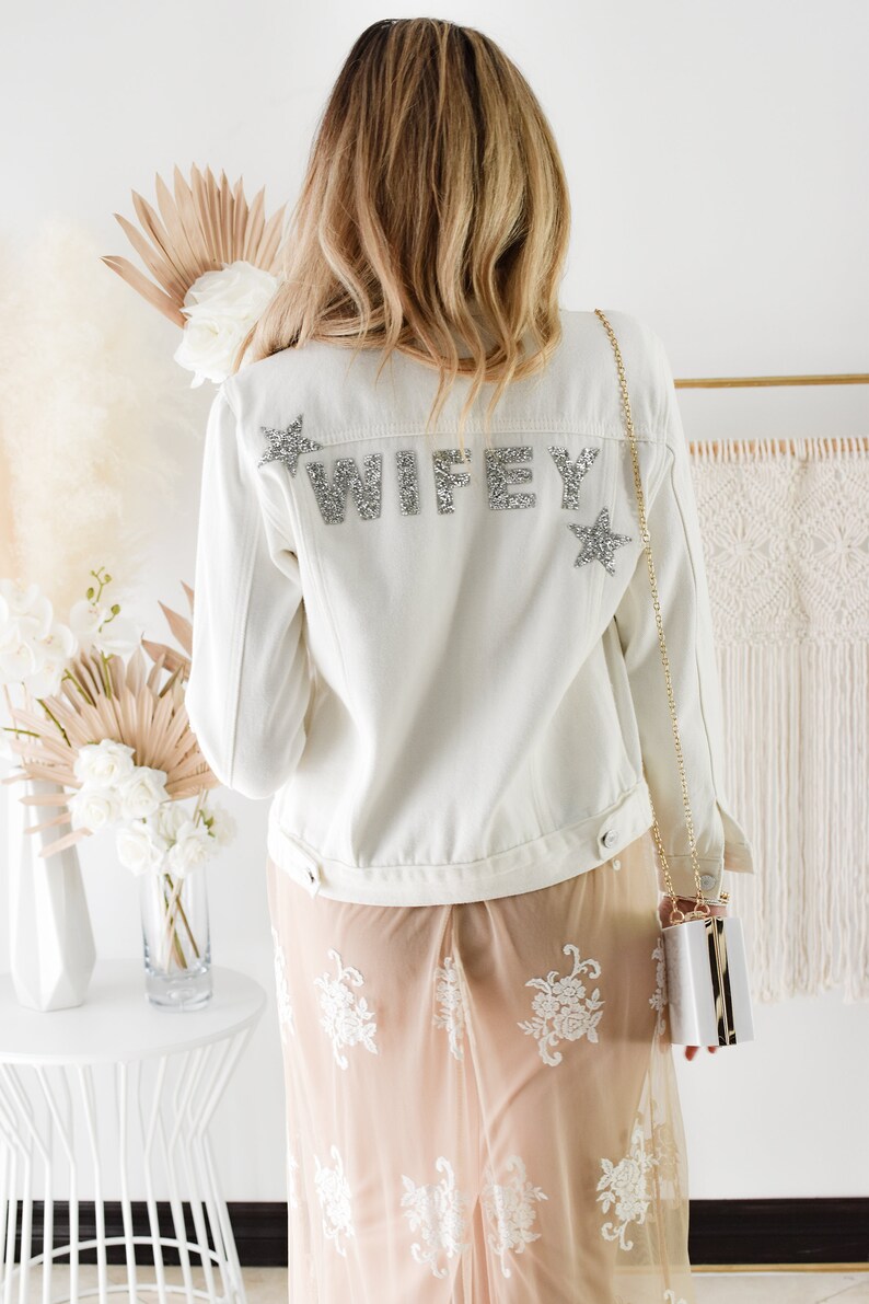 WIFEY Denim Jacket Wedding Jean Jacket White Mrs Jacket Bride - Etsy UK