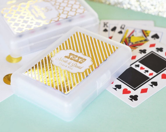 Personalized Playing Cards Black and Gold Wedding Favors 