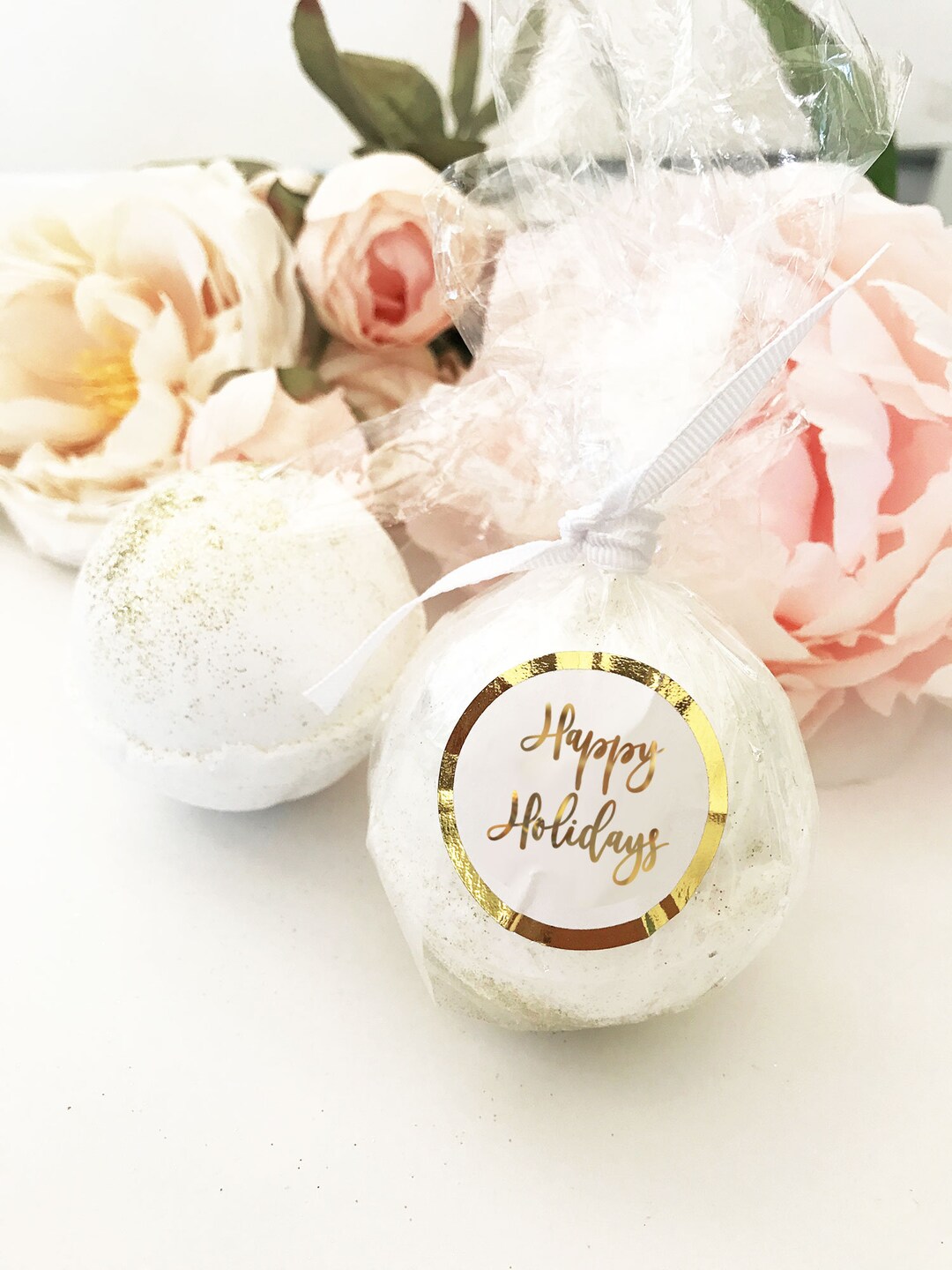 Holiday Bath Bombs Christmas Bath Bomb Gift Holiday Favors Gold Glitter ...