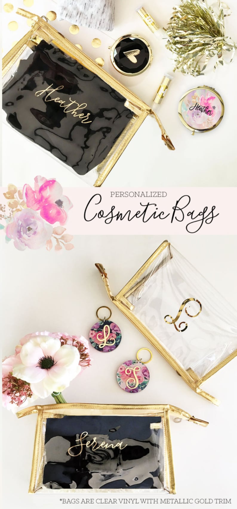 Monogram Makeup Bags Bridesmaid Makeup Bags Personalized Etsy