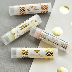 The Bachelorette Party Favors - Black and Gold Bachelorette Ideas - Personalized Wedding Lip Balm Favors (EB3031FW) set of 16|