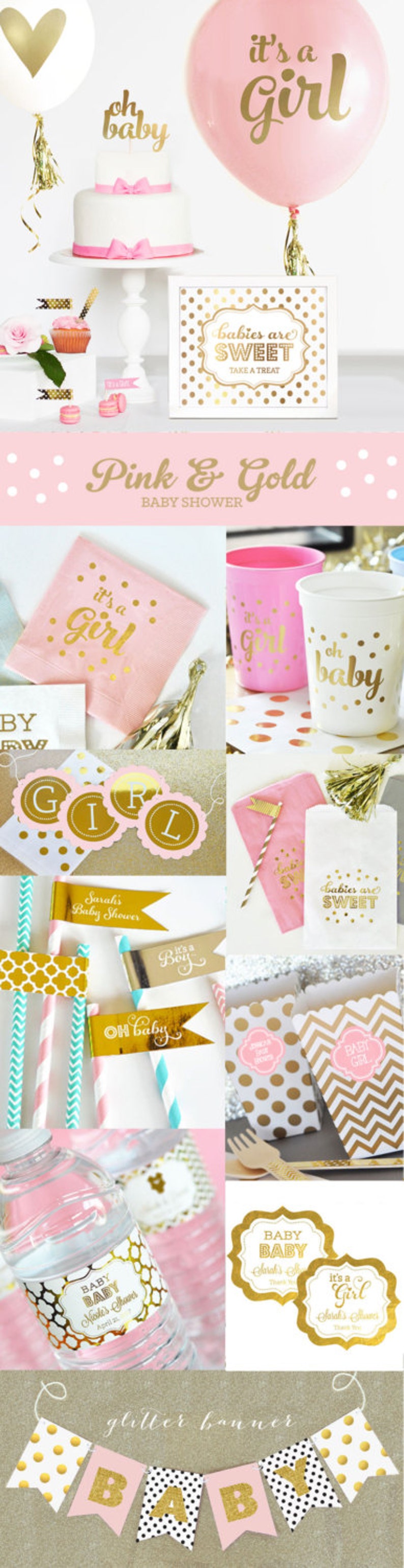 Pink and Gold Baby Shower Favor Boxes Girl Baby Shower Party Etsy