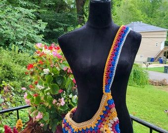 Borsa a tracolla della nonna all'uncinetto