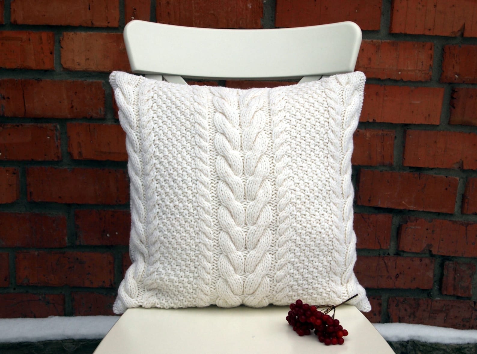 OffWhite Cable Knit Pillow Cover. 18x18 inches 45x45 cm Etsy