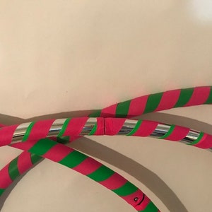 Pink green & bling Hula Hoop 1 1.5 LBS weighted for fitness dance fun. Beginners delight folds for travel. Get your middle little image 8