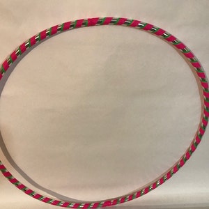 Pink green & bling Hula Hoop 1 1.5 LBS weighted for fitness dance fun. Beginners delight folds for travel. Get your middle little image 6