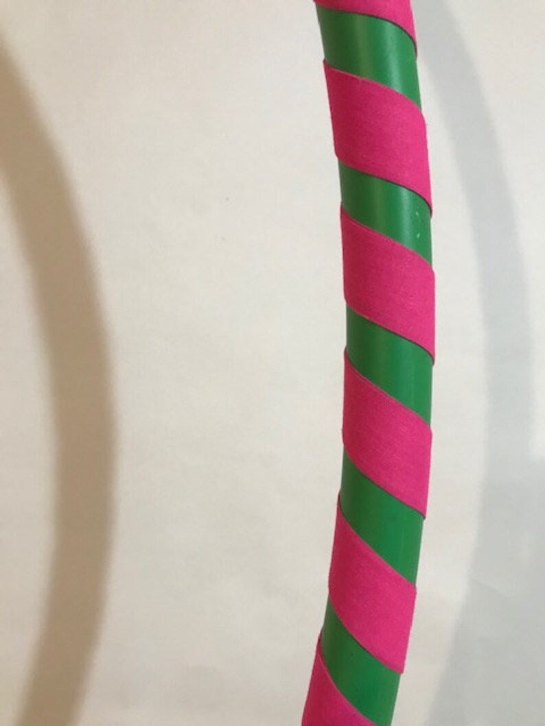 Pink green & bling Hula Hoop 1 1.5 LBS weighted for fitness dance fun. Beginners delight folds for travel. Get your middle little image 2