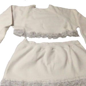 5 piece White hoop suit - Shorts and matching leg/boot covers, headband, cropped top for body contact with hoop, - size MED - cotton comfort