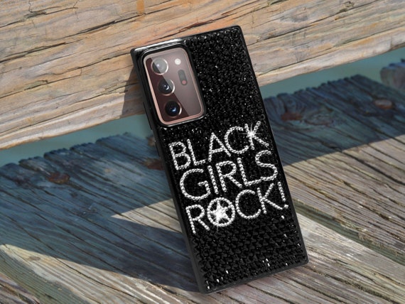 ブラックガールズロック ラインストーン付きスマホケース — iPhone