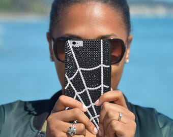Spiderweb Embellished Phone Case — Handmade Halloween Design for iPhone & Samsung