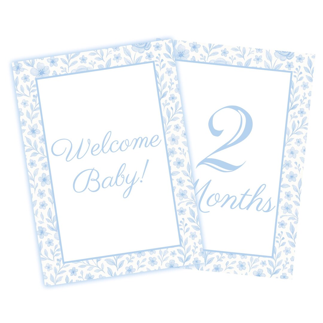 Blue Floral Baby Milestone Cards - Etsy