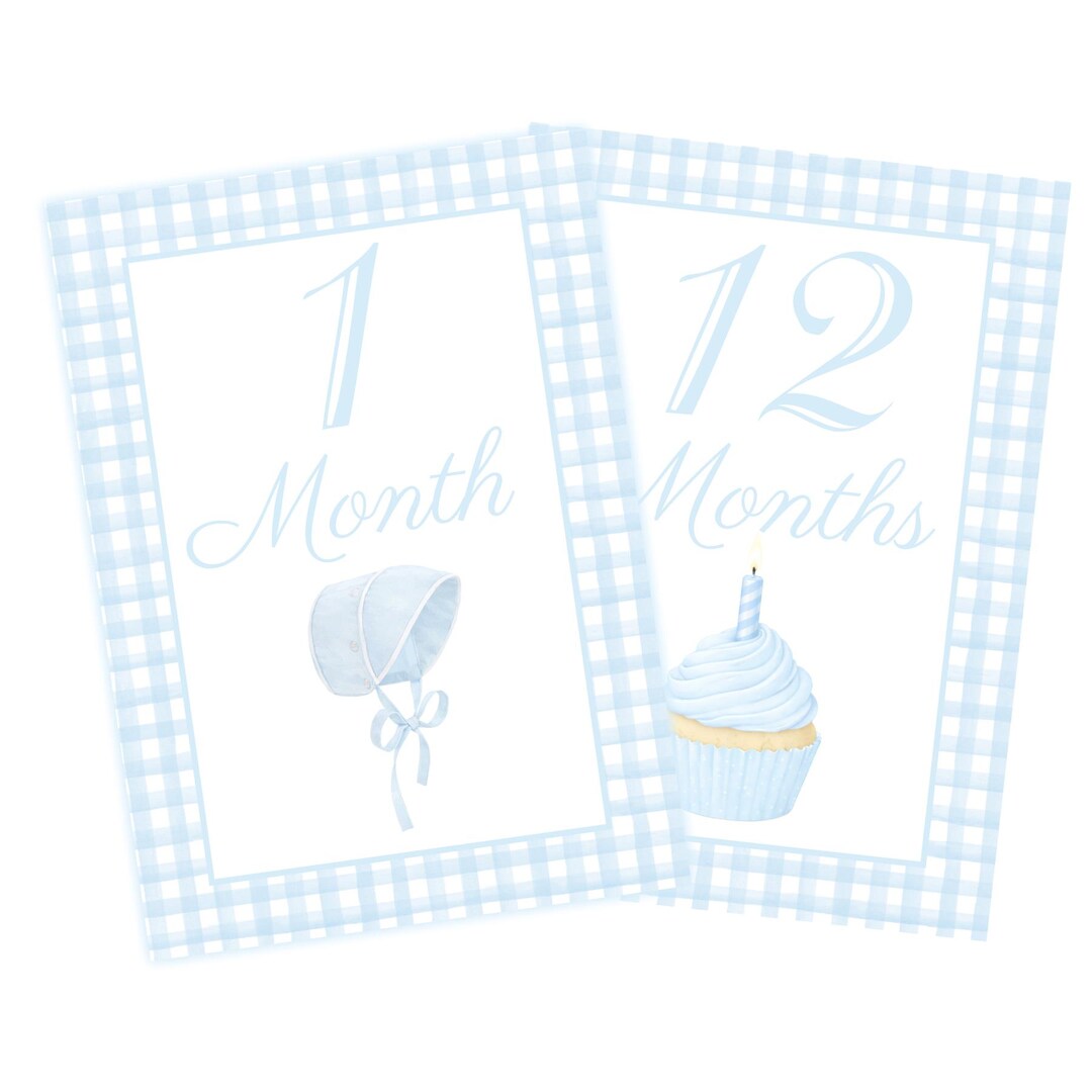 Blue Gingham Baby Milestone Cards - Etsy