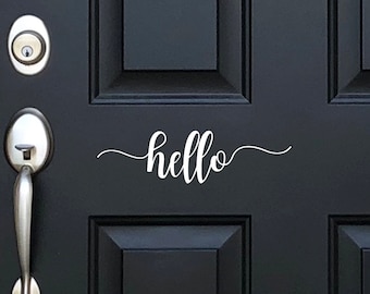 Hello Vinyl Decal, Front Door Greeting Decal, Front Door Hello Vinyl Decal