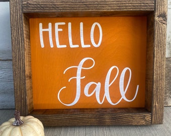 Hello Fall Painted Wood Sign