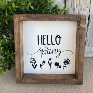 Hello Spring Floral Wood Sign